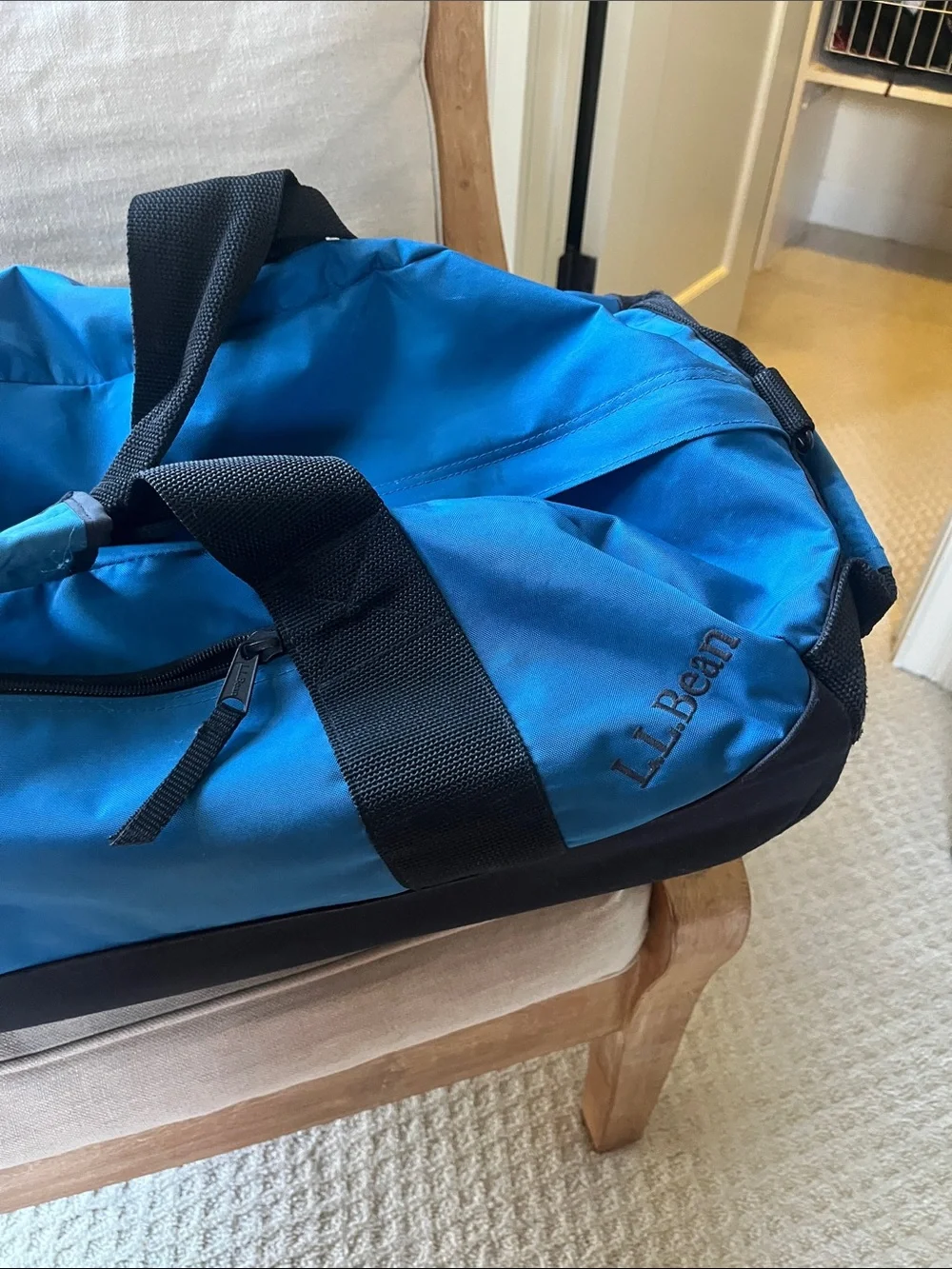L.L. Bean Blue and Black Kids Duffel Bag